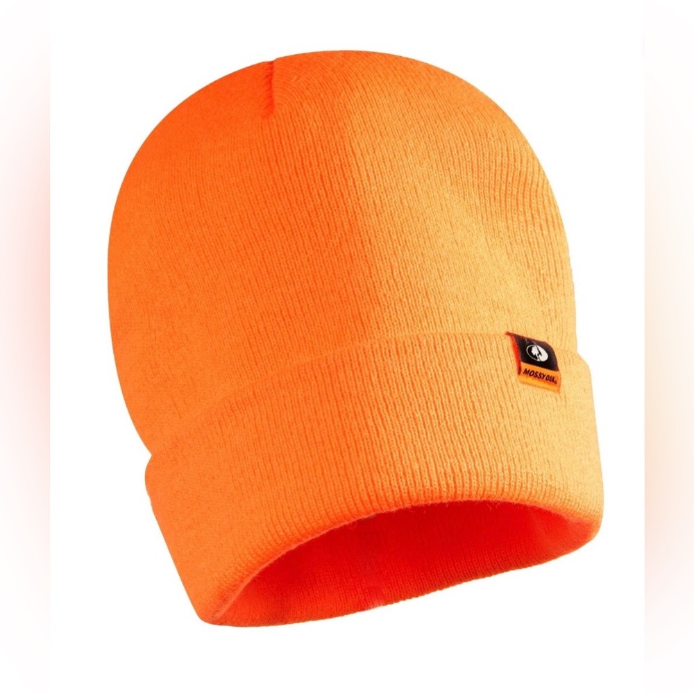 Mossy Oak Blaze Orange Insulated Hunting Beanie Hat, Acrylic, Unisex, Adult